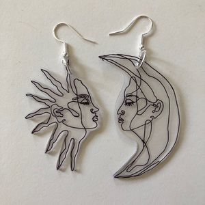 Sun and moon minimalist earrings